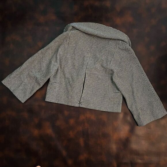 Cynthia Steffe Houndstooth Blazer 1 Button Wide Half Circle Collar Blk/Wht Y2K 8 - Picture 10 of 10